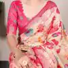Off White Tussar Printed Saree