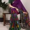 Purple Polyester Printed Saree