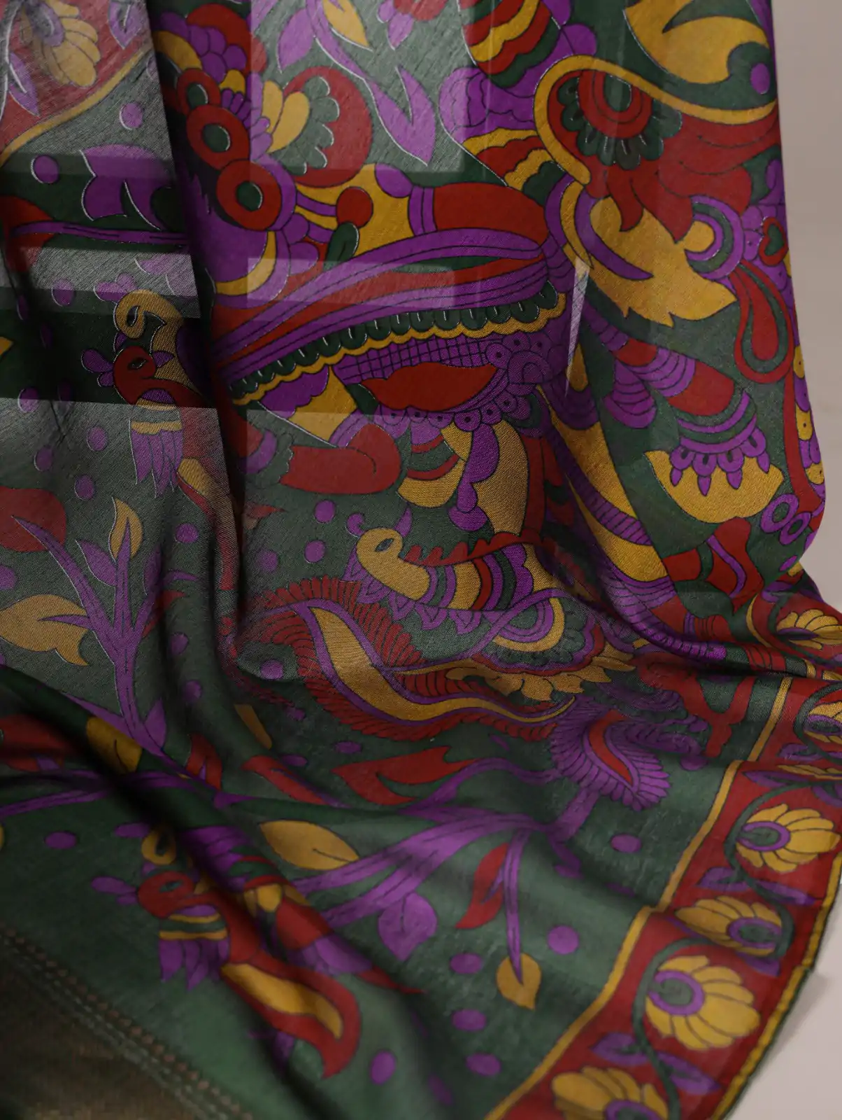 Purple Polyester Printed Saree - Image 5