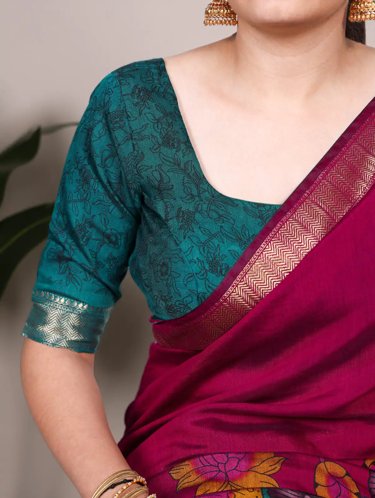 Pink Polyester Printed Saree - Image 3