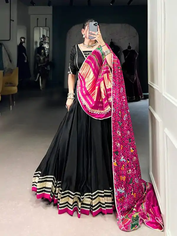 Black Georgette Lace Lehenga Choli