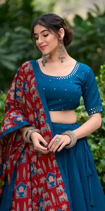 LNB 1697 Firozi Color Pure Cotton Plain With Gota Patti Touch Up Lehenga Choli Wedding, Party, Festive, Events Etc. Delivery 4-6 Working Days Rs 3499 | Bollywood Lehenga, Creative Lehenga, Designer Lehenga, Embroidered Lehenga, Lehenga, Party Wear Lehenga