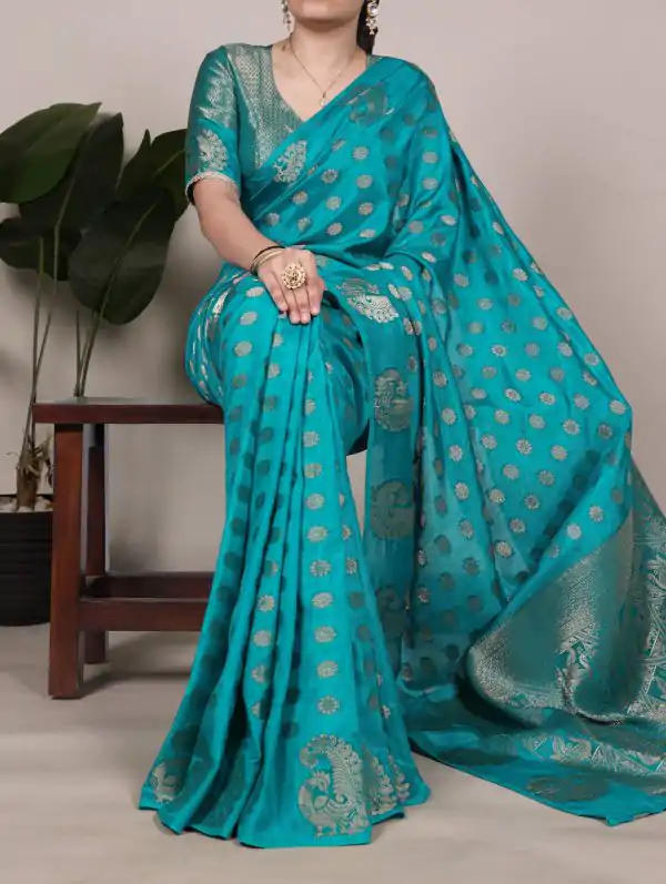 Firozi Roop Weaving Saree