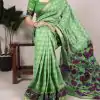 Green Chanderi Printed Saree