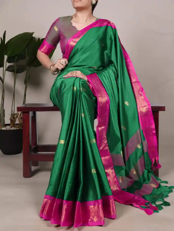Green Cotton Paithani Saree