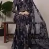 Green Lurex Floral Viscose Saree