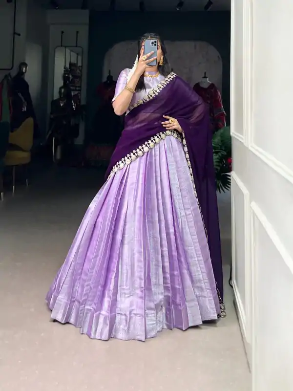Lavender Jacquard Weaving Lehenga Choli