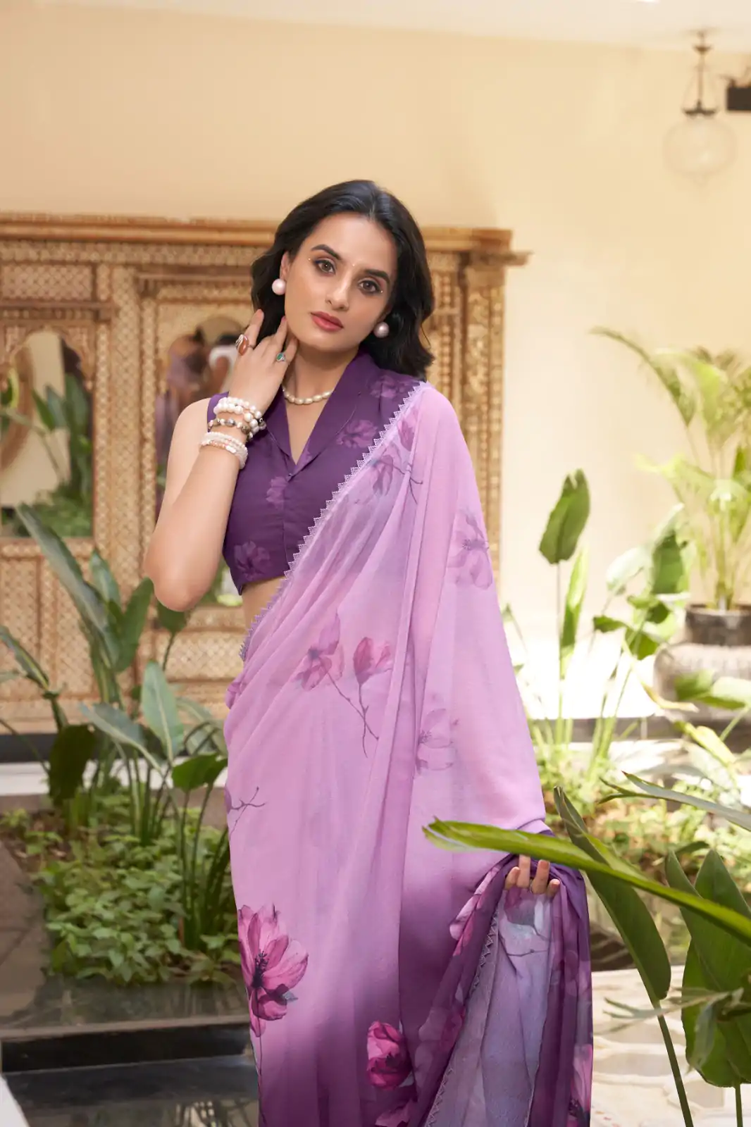 Lavender Weightless Printed Saree - Image 4