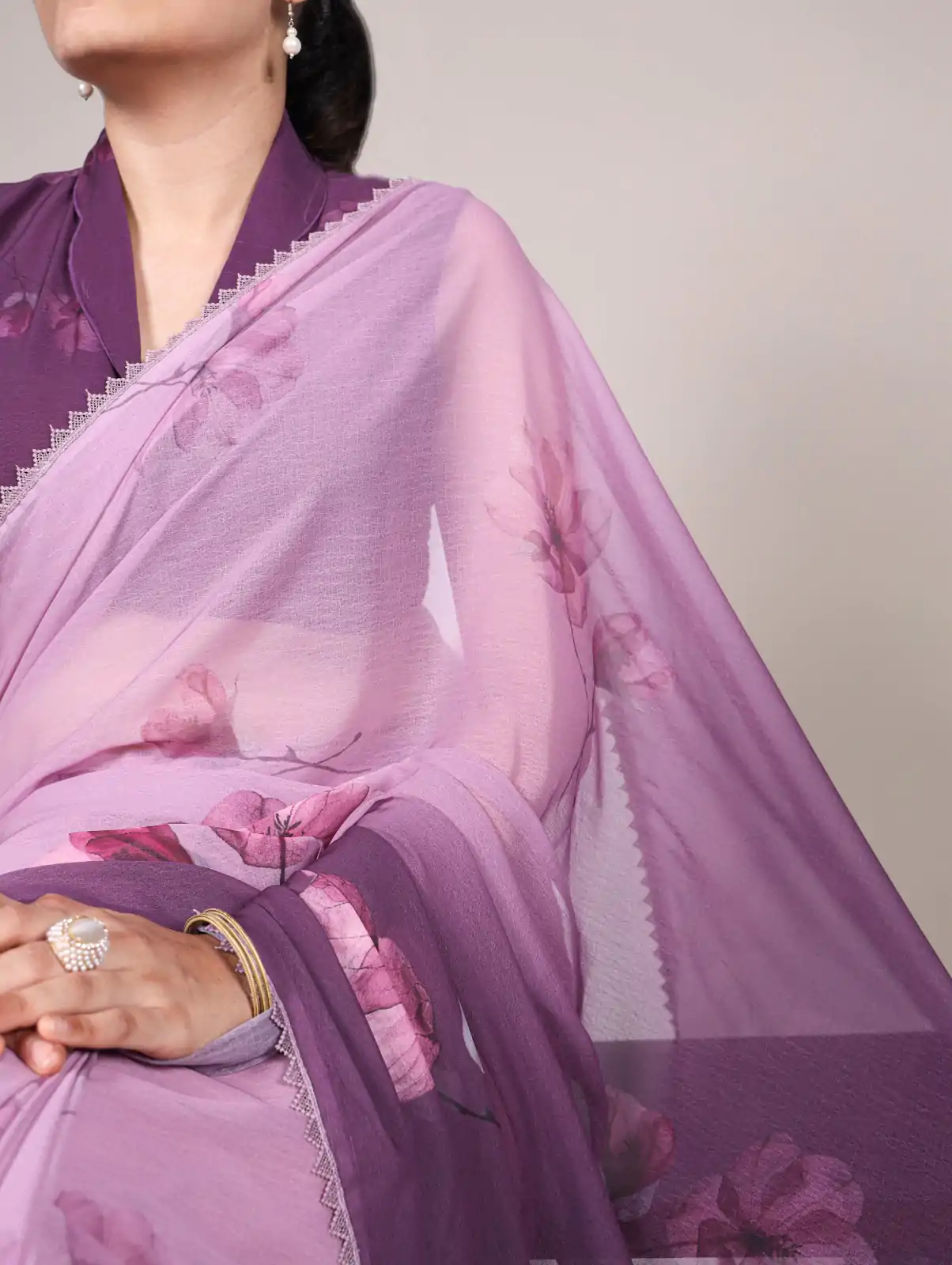Lavender Weightless Printed Saree - Image 2
