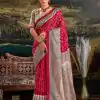 Maroon Green Silk Madhubani Saree