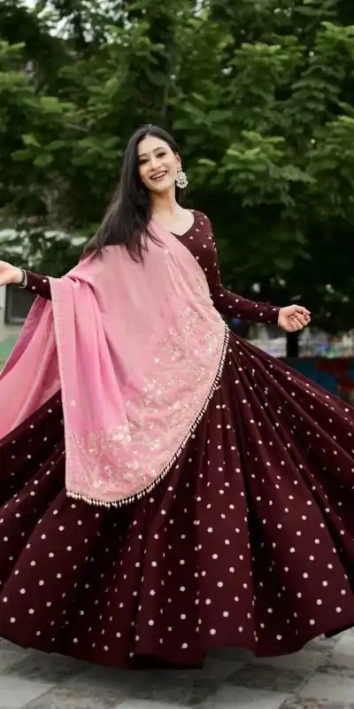 Maroon Polly Rayon Printed Lehenga Choli
