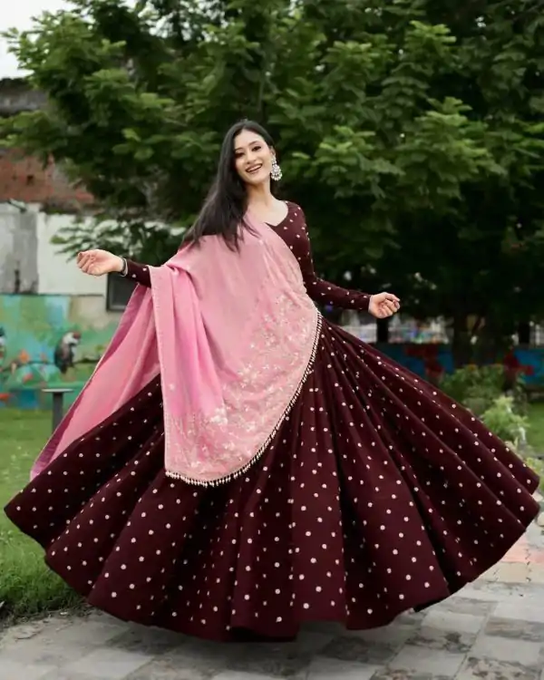 Maroon Polly Rayon Printed Lehenga Choli