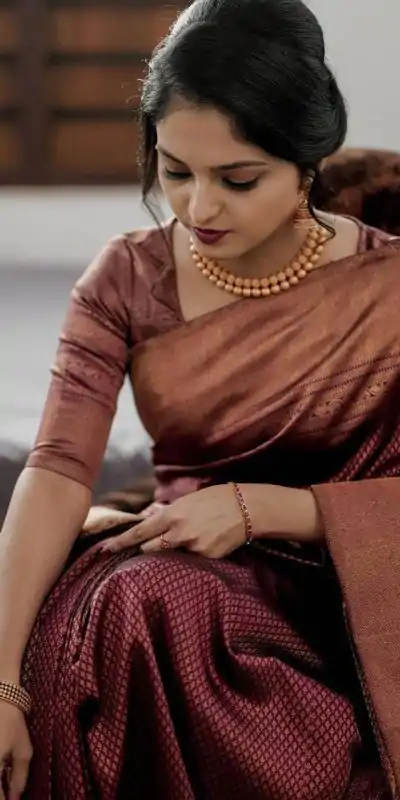 KP 3075 Maroon Soft Lichi Silk Whit Designer Jacquard Work in Saree it Grab for ₹1399. Delivery 4-6 Working Days. Shop now. | Bollywood Sarees, Creative Sarees, Designer Sarees, Embroidered Sarees, Ethnic Saree, Modern Digital sarees, Party Wear Sarees, Sarees