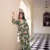 Mehandi Weightless Floral Printed Saree