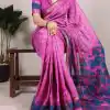 Pink Chanderi Printed Saree