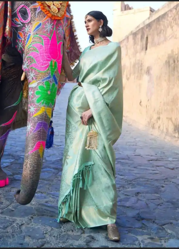 Pista Soft Lichi Silk Saree