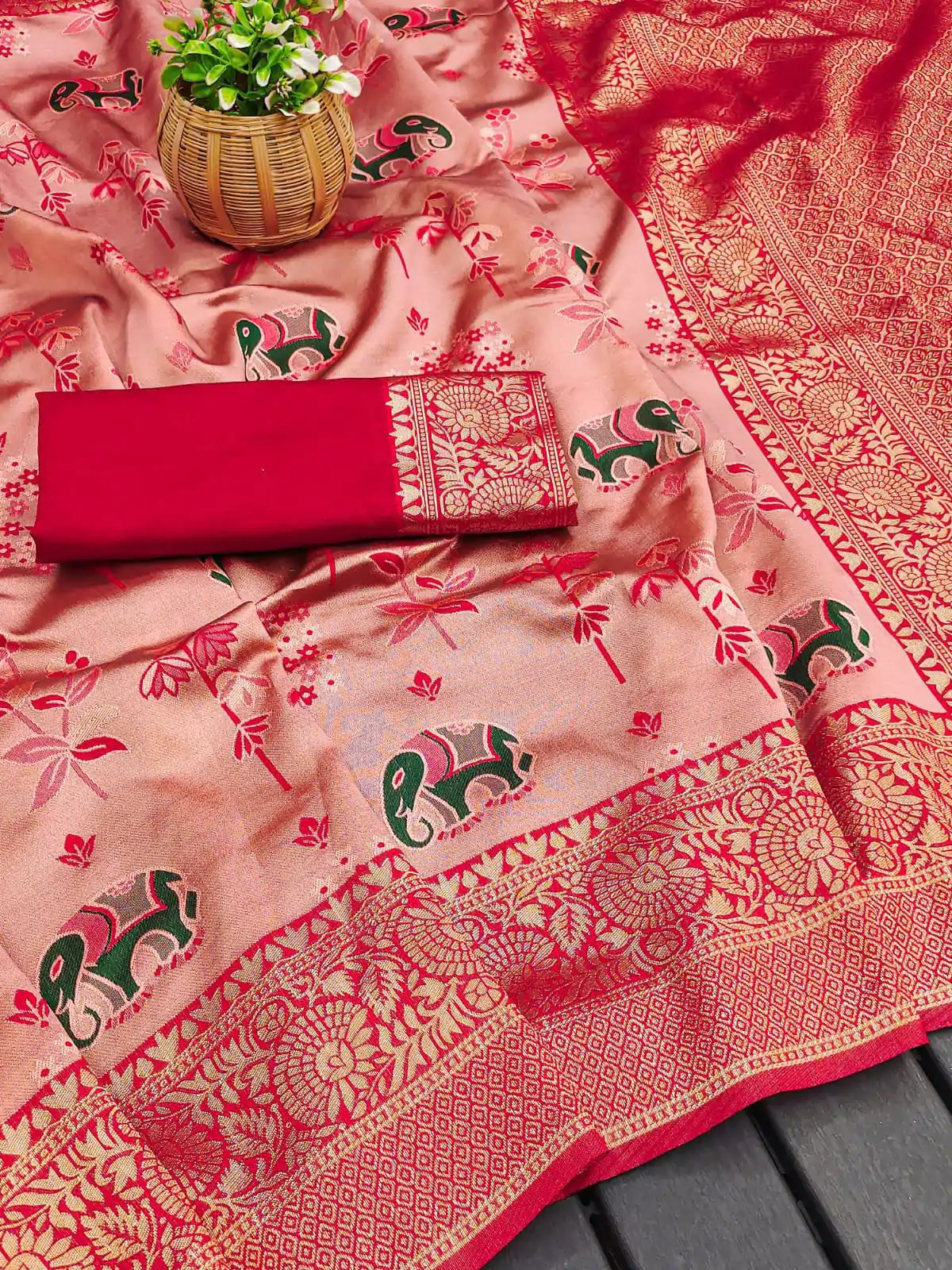 KP 6004 Red Soft Lichi Silk Jacquard Work With Designer Work Saree. Grab it for ₹1499. Delivery 4-6 Working Days. Shop now. | Bollywood Sarees, Creative Sarees, Designer Sarees, Embroidered Sarees, Ethnic Saree, Modern Digital sarees, Party Wear Sarees, Sarees
