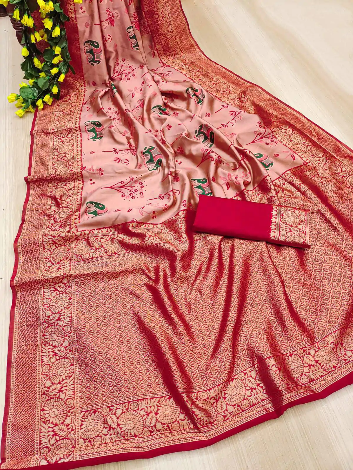 KP 6004 Red Soft Lichi Silk Jacquard Work With Designer Work Saree. Grab it for ₹1499. Delivery 4-6 Working Days. Shop now. | Bollywood Sarees, Creative Sarees, Designer Sarees, Embroidered Sarees, Ethnic Saree, Modern Digital sarees, Party Wear Sarees, Sarees