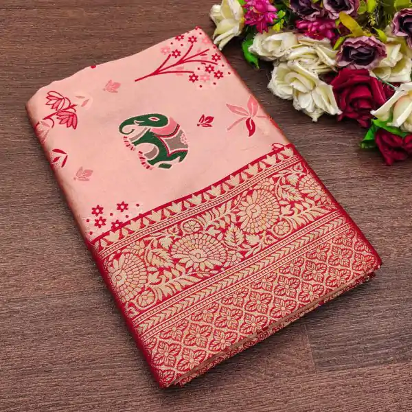 KP 6004 Red Soft Lichi Silk Jacquard Work With Designer Work Saree. Grab it for ₹1499. Delivery 4-6 Working Days. Shop now. | Bollywood Sarees, Creative Sarees, Designer Sarees, Embroidered Sarees, Ethnic Saree, Modern Digital sarees, Party Wear Sarees, Sarees
