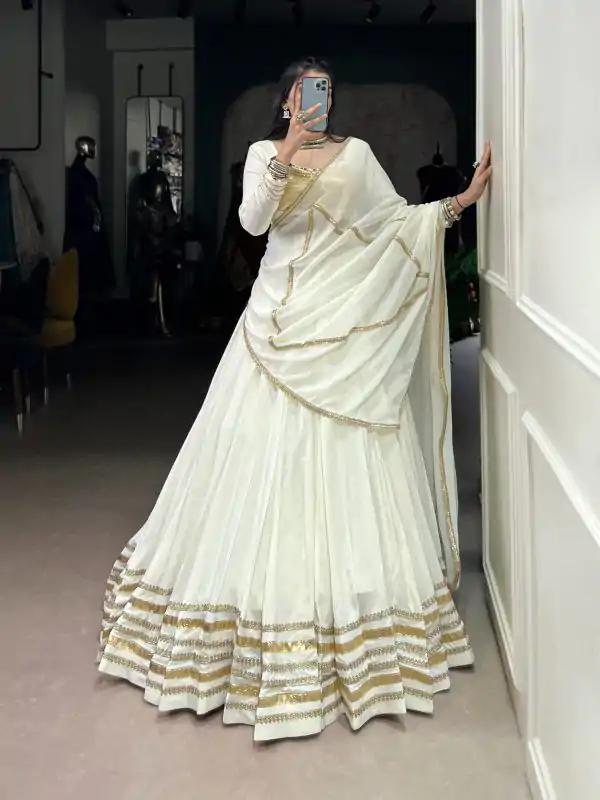 White Rayon Lace Lehenga Choli