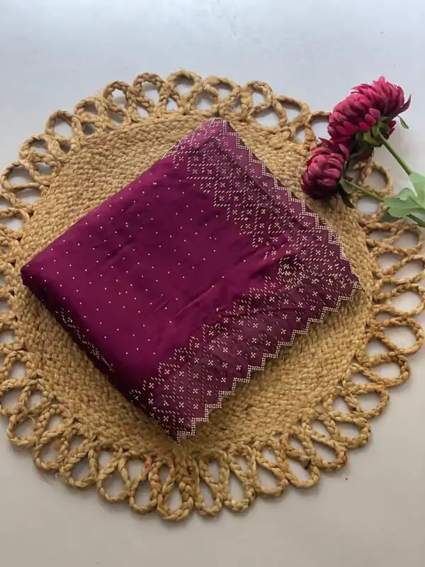 Wine Jimmy Choo Diamond Saree