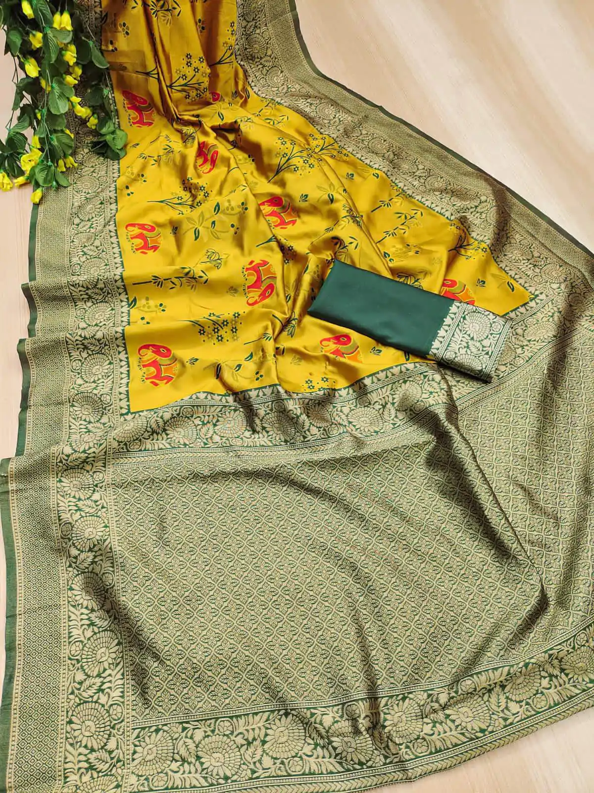 KP 6004 Yellow Soft Lichi Silk Jacquard Work With Designer Work Saree. Grab it for ₹1499. Delivery 4-6 Working Days. Shop now. | Bollywood Sarees, Creative Sarees, Designer Sarees, Embroidered Sarees, Ethnic Saree, Modern Digital sarees, Party Wear Sarees, Sarees