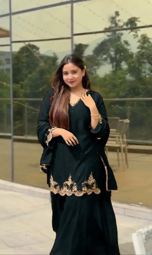 Black Georgette Sequence Moti Work Salwar Suit