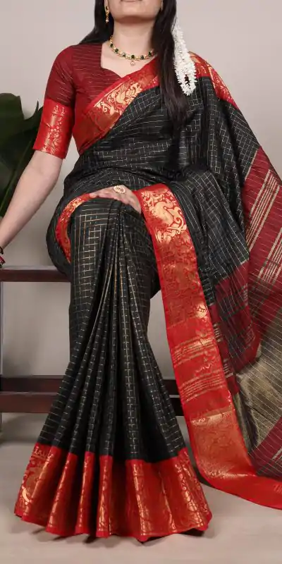 YNF 7405 Black Poly Cotton With Zari Work Saree . Wedding, Party, Festive, Events Now at just ₹1449. Delivery 4-6 Working Days. Shop now. | Bollywood Sarees, Creative Sarees, Designer Sarees, Embroidered Sarees, Ethnic Saree, Modern Digital sarees, Party Wear Sarees, Sarees