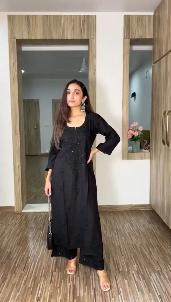 BE 390 Black Color Rayon Embroidery Sequence Salwar Suit with Work. Festive Deal ₹1749. Delivery 4-6 Working Days. Shop now. | Jump Suits, Casual Suits, Creative suits, Designer Suits, Palazzo Suits, Party Wear Suits, Patiala Suits, Salwar suit, Straight Suits