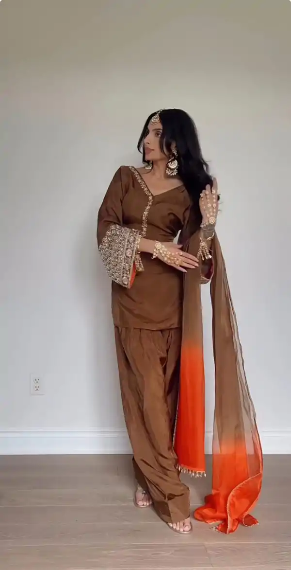 NSR 854 Brown Natural Satin Silk Sequence Work with Lace Work & Embroidery Work Salwaar Suit Now at just ₹1799. Delivery 4-6 Working Days. Shop now. | Jump Suits, Casual Suits, Creative suits, Designer Suits, Palazzo Suits, Party Wear Suits, Patiala Suits, Salwar suit, Straight Suits