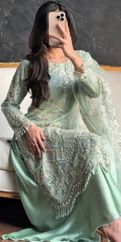 KF 1703 Firozi Soft Net with Lace Work & Embroidery Work Salwar Suit . Festive Deal ₹2049. Delivery 4-6 Working Days. Shop now. | Designer Suits, Casual Suits, Creative suits, Palazzo Suits, Party Wear Suits, Patiala Suits, Salwar suit, Straight Suits