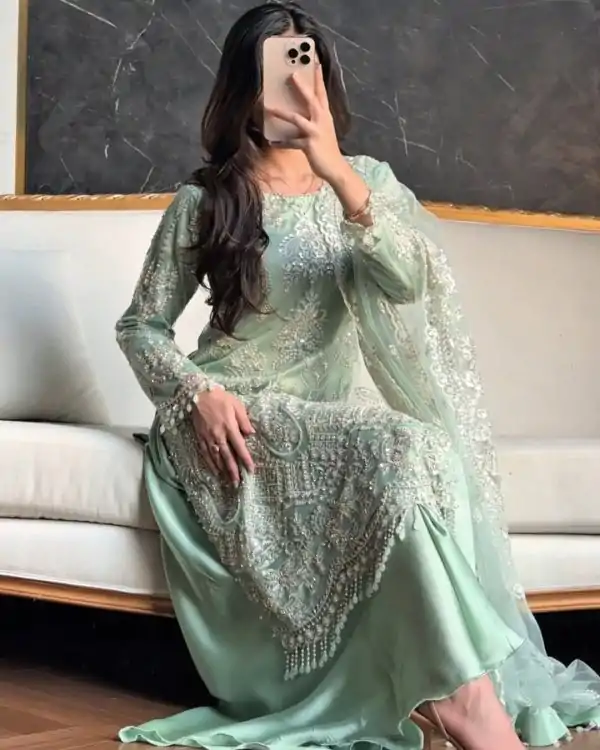 KF 1703 Firozi Soft Net with Lace Work & Embroidery Work Salwar Suit . Festive Deal ₹2049. Delivery 4-6 Working Days. Shop now. | Designer Suits, Casual Suits, Creative suits, Palazzo Suits, Party Wear Suits, Patiala Suits, Salwar suit, Straight Suits