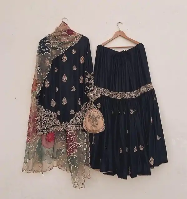  LG 1887 Black Color Chinnon Sequences Embroidery Work Salwar Suit Casual, Wedding, Party, Festive, Events Etc.4-6 Working Days@ 2399/-only | Jump Suits, Casual Suits, Creative suits, Designer Suits, Palazzo Suits, Party Wear Suits, Patiala Suits, Salwar suit, Straight Suits