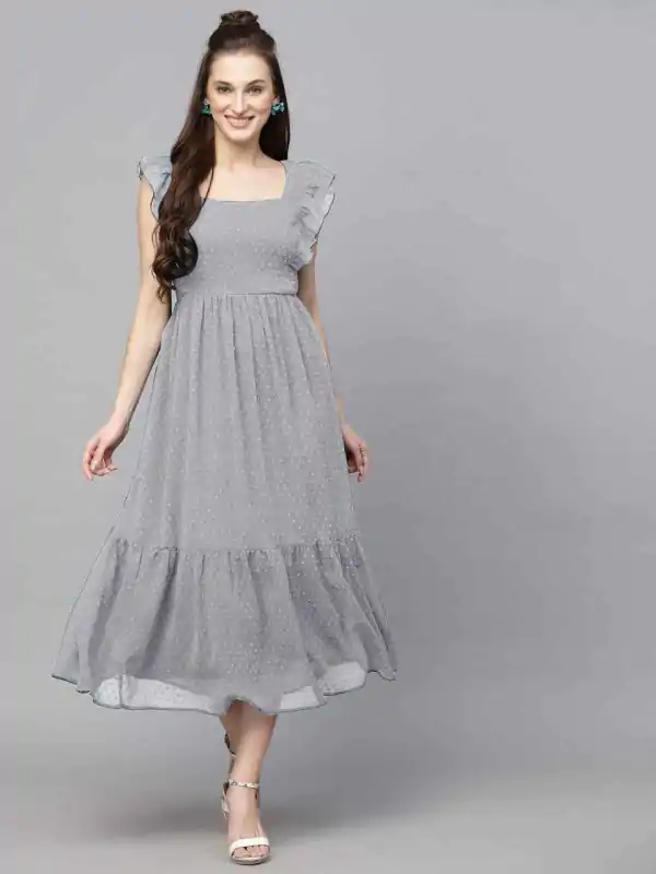 INLI Trendy Grey in Georgette Butti Designer Gown . Wedding, Party, Festive Affordable Price ₹1399. Delivery 4-6 Working Days. Shop now. | Bollywood Gowns, Creative Gowns, Designer Gowns, Embroidered Gowns, Gowns, Party Wear Gowns