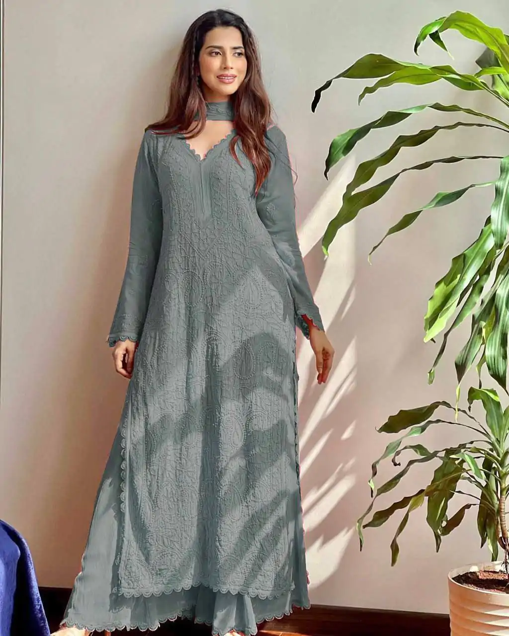 BE 170 Grey Color Georgette Thread Embroidery Salwar Suit Wedding, Party, Festive events, etc.  Expected Delivery  4-6 Working Days @1999/- | Casual Suits, Creative suits, Designer Suits, Palazzo Suits, Party Wear Suits, Patiala Suits, Salwar suit, Straight Suits