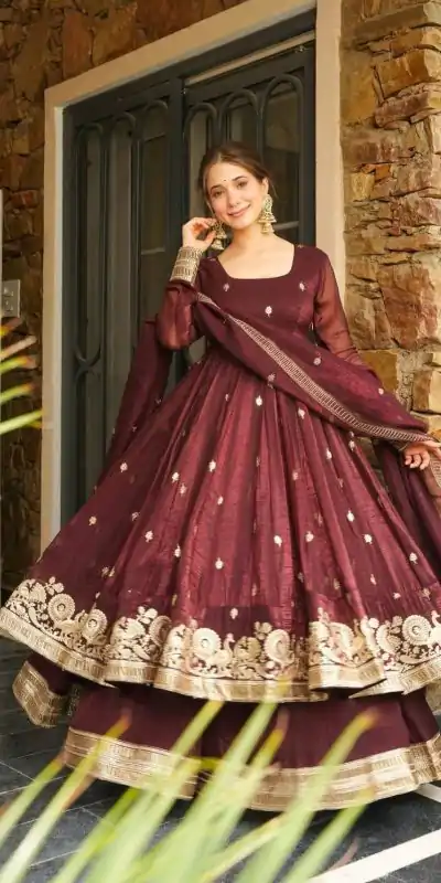 SSR 521 Maroon Crunchy Silk Embroidery Work Salwar Suit Wedding, Party, Festive, Events, Navratri Garba, Anniversary, Haldi,Best Price ₹2449. | Jump Suits, Casual Suits, Creative suits, Designer Suits, Palazzo Suits, Party Wear Suits, Patiala Suits, Salwar suit, Straight Suits