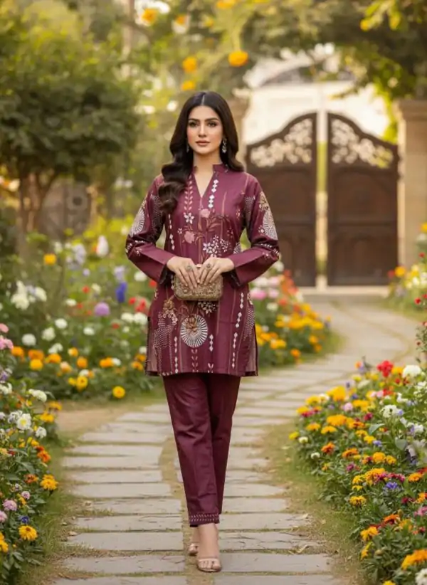 Maroon Linen Cotton Turkish Style Kurti