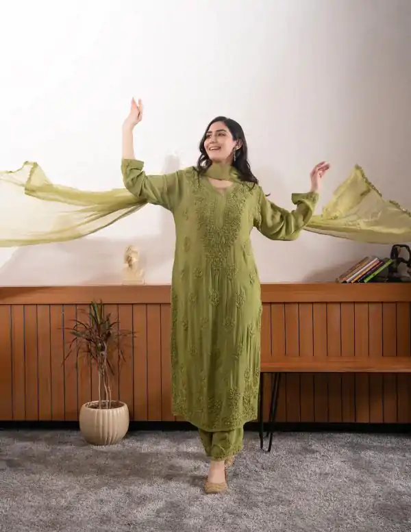 BE 394 Mehandi Georgette with Embroidery Work & Lace Work Salwar Suit . Available at ₹1849 only. Delivery 4-6 Working Days. Shop now. | Jump Suits, Tops & Bottoms, Track Suits, Trendy Wear, Casual Suits, Creative suits, Designer Suits, Palazzo Suits, Party Wear Suits, Patiala Suits, Salwar suit, Straight Suits
