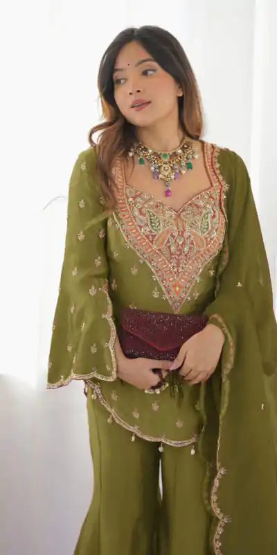 NSR 852 Mehandi Simar Silk With Embroidery Work with Full Sleeve Salwar Suit in . Now at just ₹2099. Delivery 4-6 Working Days. Shop n | Jump Suits, Casual Suits, Creative suits, Designer Suits, Palazzo Suits, Party Wear Suits, Patiala Suits, Salwar suit, Straight Suits