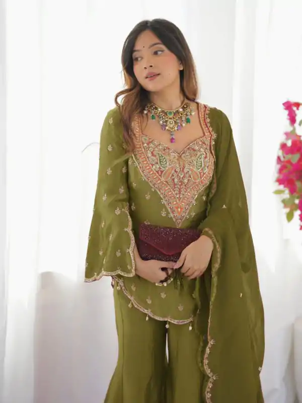 NSR 852 Mehandi Simar Silk With Embroidery Work with Full Sleeve Salwar Suit in . Now at just ₹2099. Delivery 4-6 Working Days. Shop n | Jump Suits, Casual Suits, Creative suits, Designer Suits, Palazzo Suits, Party Wear Suits, Patiala Suits, Salwar suit, Straight Suits