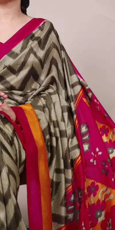 YNF 7043 Mehandi Color Tasar Silk Printed With Designer Work Saree. Festive Deal ₹1549. Delivery 4-6 Working Days. Shop now. | Bollywood Sarees, Creative Sarees, Designer Sarees, Embroidered Sarees, Ethnic Saree, Modern Digital sarees, Party Wear Sarees, Sarees