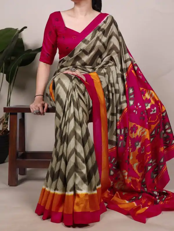 YNF 7043 Mehandi Color Tasar Silk Printed With Designer Work Saree. Festive Deal ₹1549. Delivery 4-6 Working Days. Shop now. | Bollywood Sarees, Creative Sarees, Designer Sarees, Embroidered Sarees, Ethnic Saree, Modern Digital sarees, Party Wear Sarees, Sarees