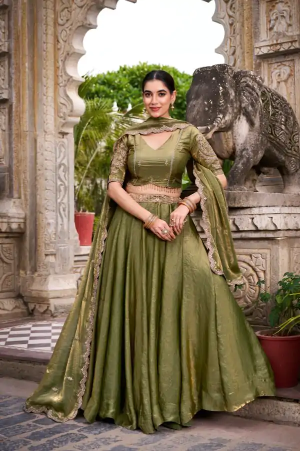 LNB 1440 Mehendi Fendi Sequins Work & Embroidery Work Lehenga Choli in . Introductory Price ₹2999. Delivery 4-6 Working Days. Shop now. | Bollywood Lehenga, Creative Lehenga, Designer Lehenga, Embroidered Lehenga, Lehenga, Party Wear Lehenga
