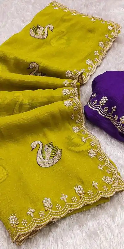 BT 1284 Mustard Crunchy Chiffon Saree Perfect for Wedding, Party, Ethnic Day, Ganesh Chaturthi, Sangeet . Best Price ₹1799. Delivery 4-6 Working Days | Bollywood Sarees, Creative Sarees, Designer Sarees, Embroidered Sarees, Ethnic Saree, Modern Digital sarees, Party Wear Sarees, Sarees