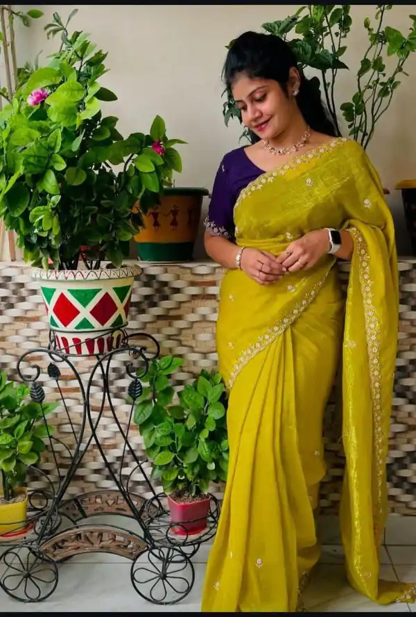 BT 1267 Mustard in Crunchy Chiffon Embroidery Work Saree . Wedding, Party, Festive, Events, Exclusive Offer ₹1749. Delivery 4-6 Working Days. Shop now. | Bollywood Sarees, Creative Sarees, Designer Sarees, Embroidered Sarees, Ethnic Saree, Modern Digital sarees, Party Wear Sarees, Sarees