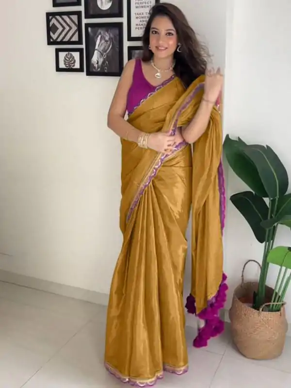 Mustard Pure Erode Silk Saree