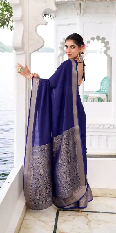 YNF 7902 Navy Blue Color Chinon Printed With Zari Weaving Work Saree With Zari Work. Best Price ₹1549. Delivery 4-6 Working Days. Shop now. | Bollywood Sarees, Creative Sarees, Designer Sarees, Embroidered Sarees, Ethnic Saree, Modern Digital sarees, Party Wear Sarees, Sarees