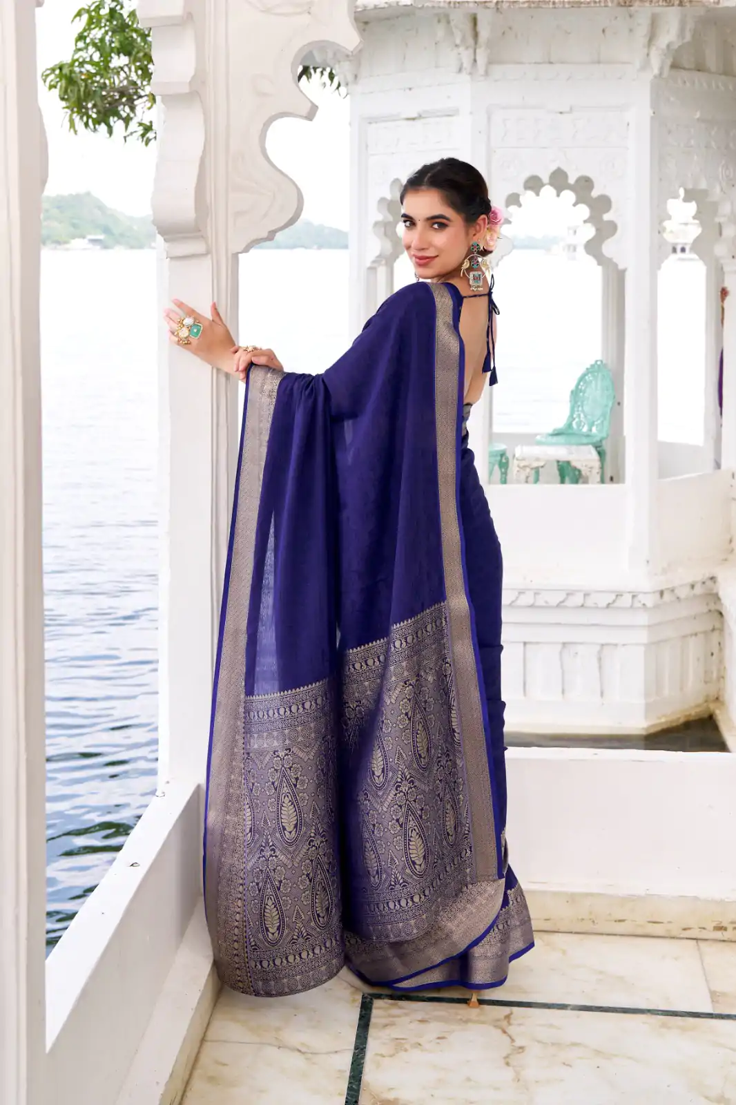 YNF 7902 Navy Blue Color Chinon Printed With Zari Weaving Work Saree With Zari Work. Best Price ₹1549. Delivery 4-6 Working Days. Shop now. | Bollywood Sarees, Creative Sarees, Designer Sarees, Embroidered Sarees, Ethnic Saree, Modern Digital sarees, Party Wear Sarees, Sarees