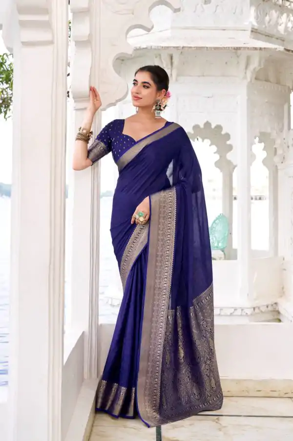 YNF 7902 Navy Blue Color Chinon Printed With Zari Weaving Work Saree With Zari Work. Best Price ₹1549. Delivery 4-6 Working Days. Shop now. | Bollywood Sarees, Creative Sarees, Designer Sarees, Embroidered Sarees, Ethnic Saree, Modern Digital sarees, Party Wear Sarees, Sarees