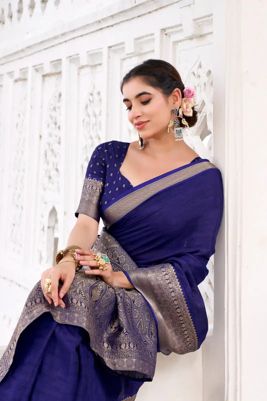 YNF 7902 Navy Blue Color Chinon Printed With Zari Weaving Work Saree With Zari Work. Best Price ₹1549. Delivery 4-6 Working Days. Shop now. | Bollywood Sarees, Creative Sarees, Designer Sarees, Embroidered Sarees, Ethnic Saree, Modern Digital sarees, Party Wear Sarees, Sarees